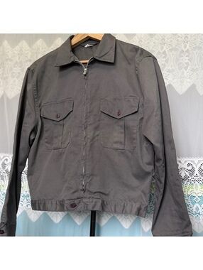 Vintage French Chore Style Zip Utility Sanforized Cotton Jacket Size 36